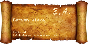 Barvan Alexa névjegykártya